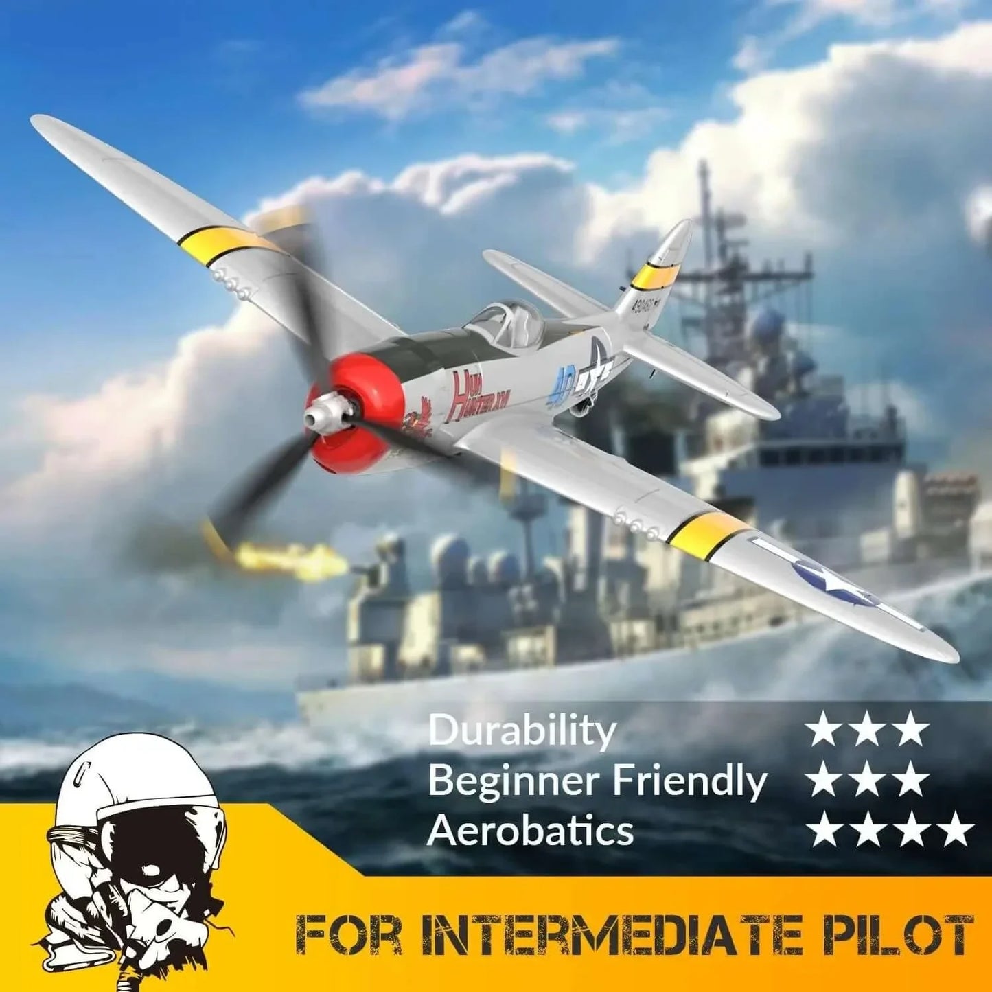 P47 Thunderbolt Warbird RC Fighter, 4Ch RTF with Xpilot, One Key Aerobatics - www.Shopthatapp.com