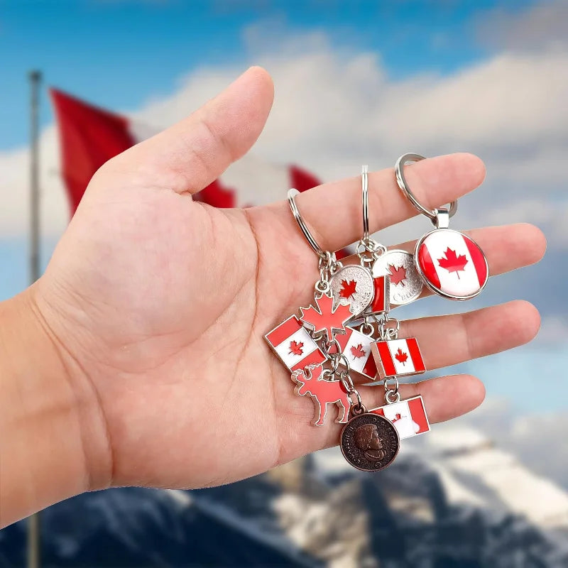 1/3/12PCS Canadian National Flag Keychains, Canada Souvenirs, Decorative Hanging Key Chain Flag Key Ring For Friends Family - www.Shopthatapp.com