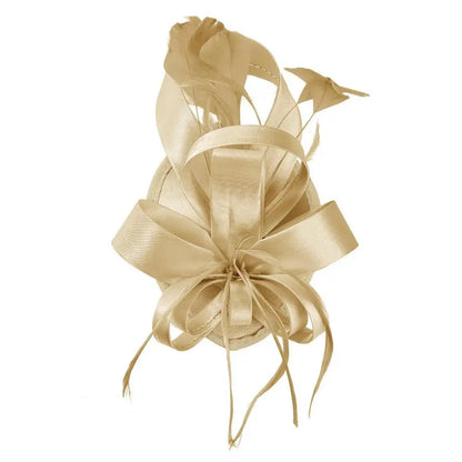New in Hair Hoop Fascinator Hat with Hair Clip Elastic Band Faux Feather Ribbon Decor Satin Fabric Women Headband Accessories - www.Shopthatapp.com
