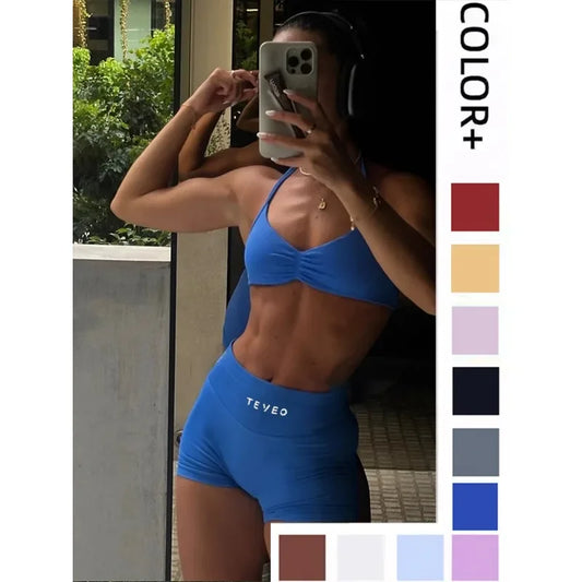 TEYEO Fashion Summer Women's Yoga Shorts Sports Running Breathable Comfortable High Waist Seamless Quick Drying Yoga Shorts