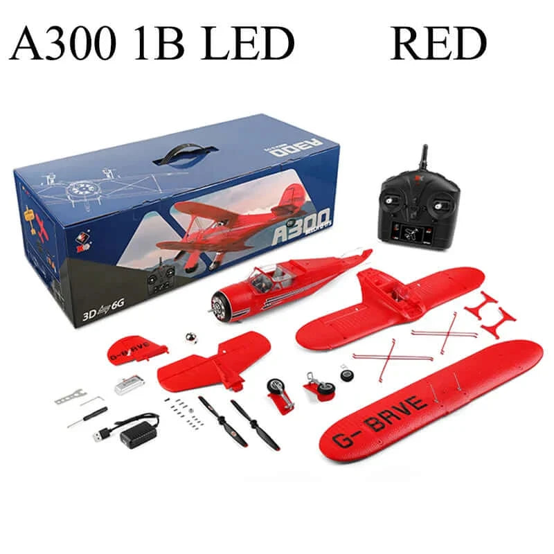 2024 WLtoys A300-Beech D17S EPP 4CH RC Biplane: LED, 3D/6G Gyro, Brushless - www.Shopthatapp.com