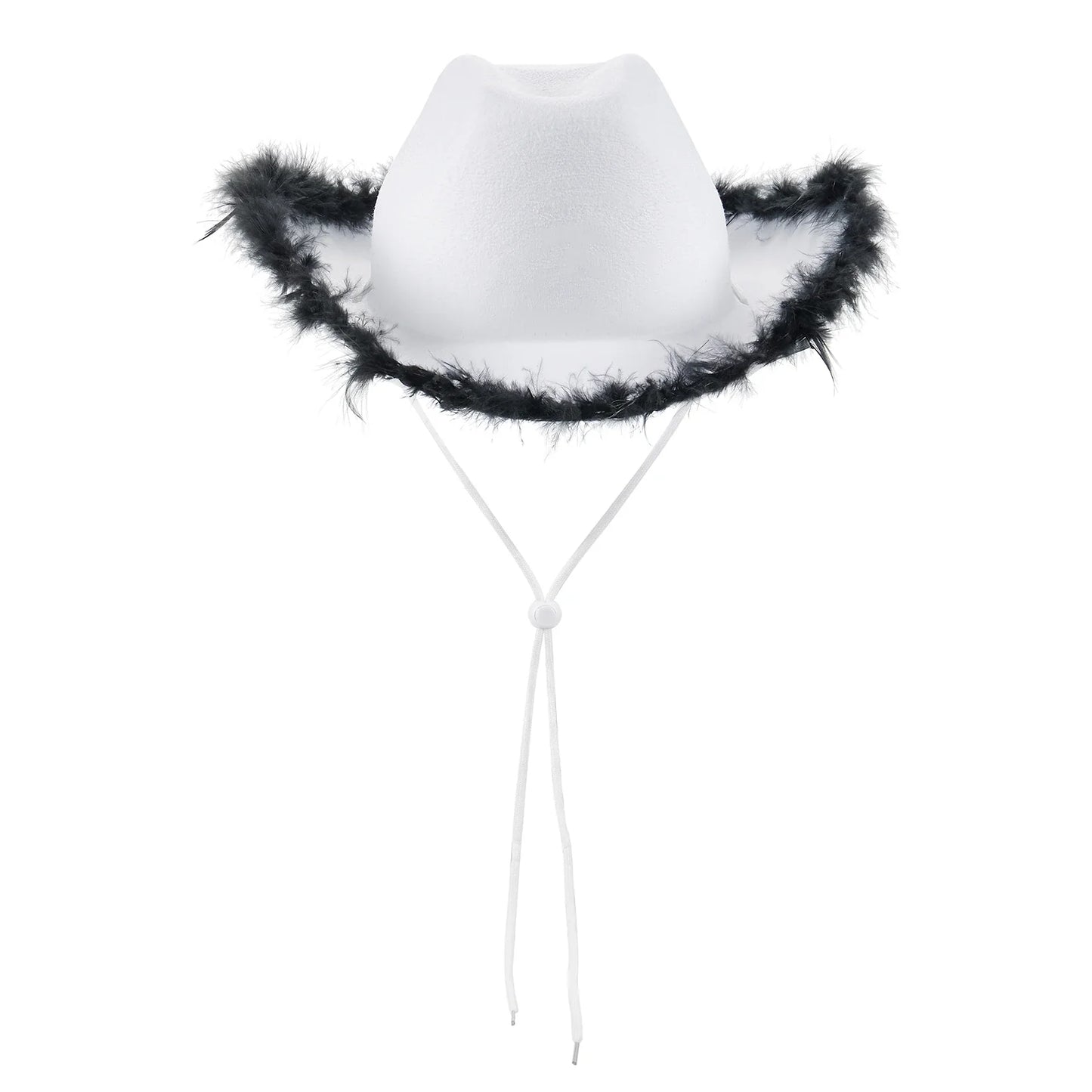 2024 Fashion Women´s Party Hats Cowboy Hat Adult Solid Color Furry Trim Wide Brim Hat Female Cap for Dating Party - www.Shopthatapp.com