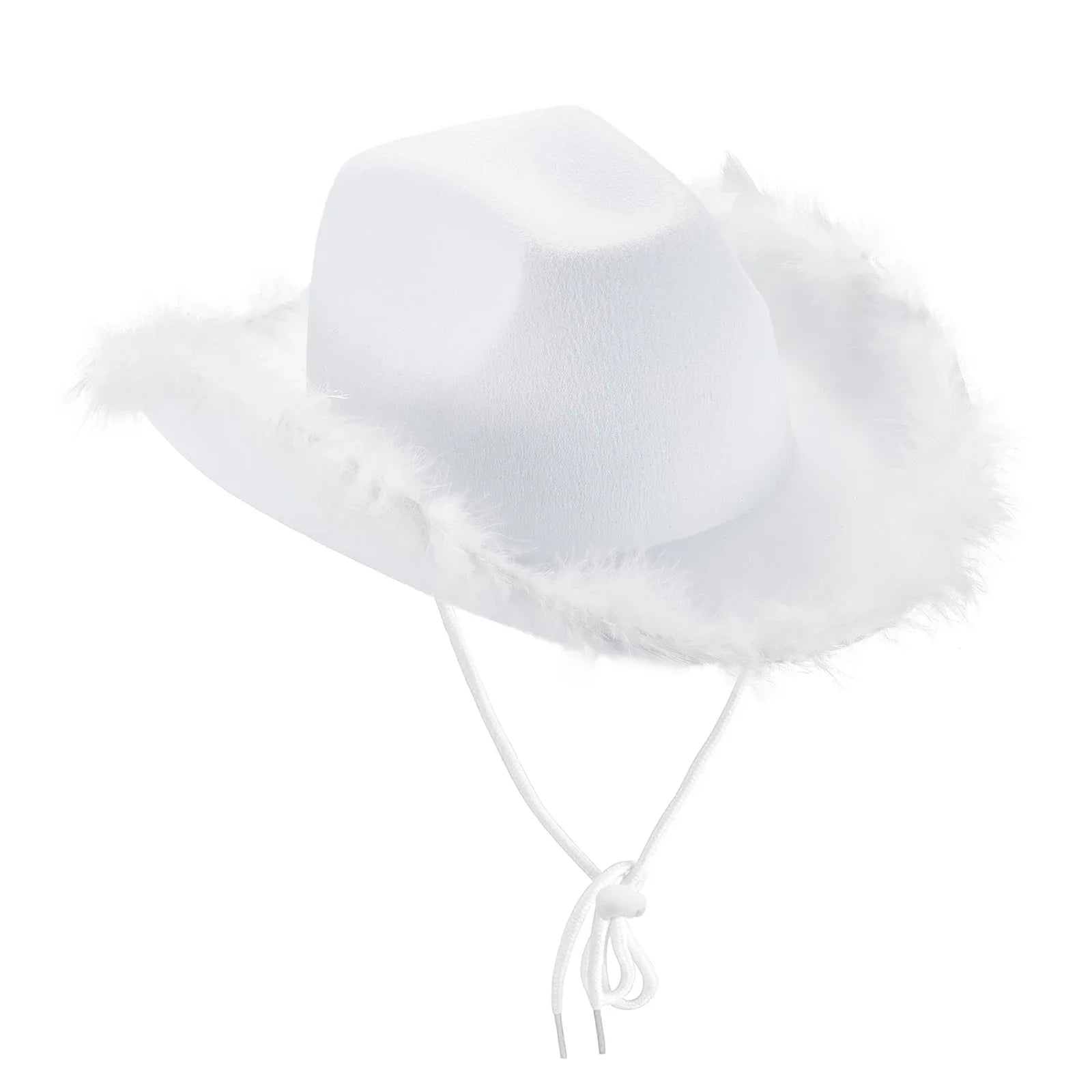 2024 Fashion Women´s Party Hats Cowboy Hat Adult Solid Color Furry Trim Wide Brim Hat Female Cap for Dating Party - www.Shopthatapp.com