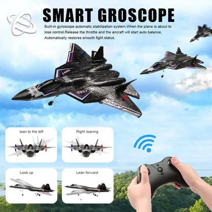 SU57 RC Plane: 2.4G Light-Up Foam Aircraft for Kids - Hand Thrown, Fixed Wing Toy - www.Shopthatapp.com