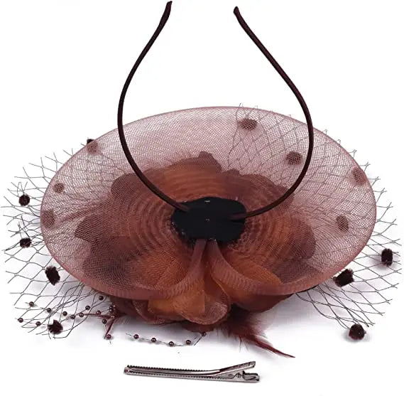 Lady Fancy Mesh Wedding Fascinators Hats for Womens Headwear Veil Flower Cocktail Tea Party Church Derby Hat Chapeu Feminino - www.Shopthatapp.com