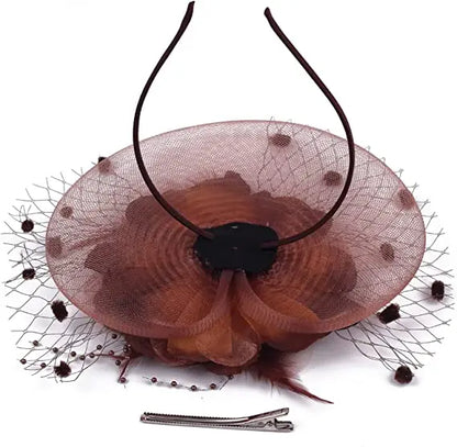 Lady Fancy Mesh Wedding Fascinators Hats for Womens Headwear Veil Flower Cocktail Tea Party Church Derby Hat Chapeu Feminino - www.Shopthatapp.com