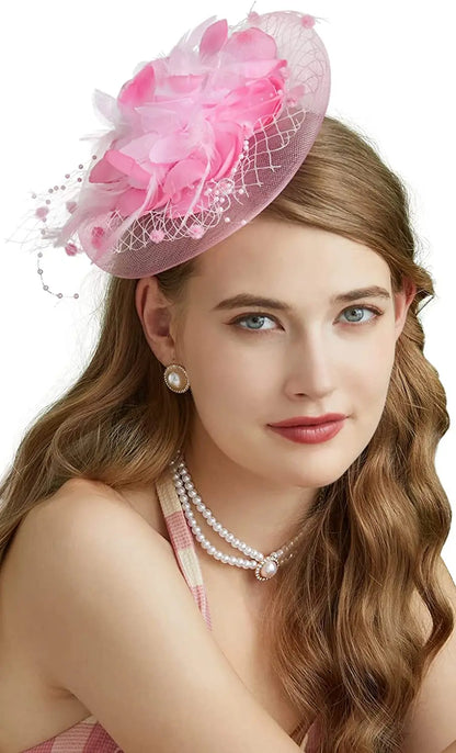 Lady Fancy Mesh Wedding Fascinators Hats for Womens Headwear Veil Flower Cocktail Tea Party Church Derby Hat Chapeu Feminino - www.Shopthatapp.com