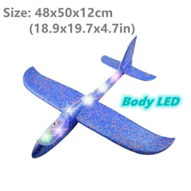 50CM Foam Glider Airplane Toy with LED Lights - Hand Throw Outdoor Fun for Kids - www.Shopthatapp.com