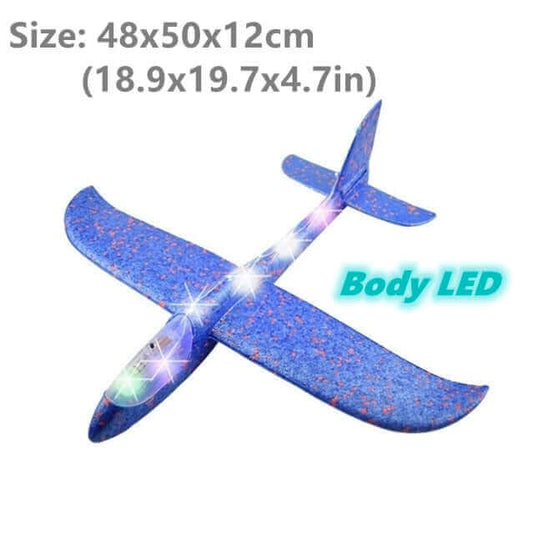 50CM Foam Glider Airplane Toy with LED Lights - Hand Throw Outdoor Fun for Kids - www.Shopthatapp.com