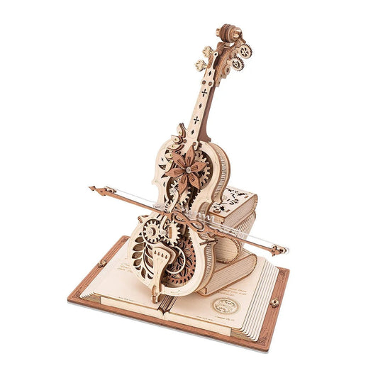 Robotime ROKR AMK63 Magic Cello: 3D Wooden Puzzle & Mechanical Music Box - Movable Stem, Creative & Fun Toy for Children and Girls - www.Shopthatapp.com