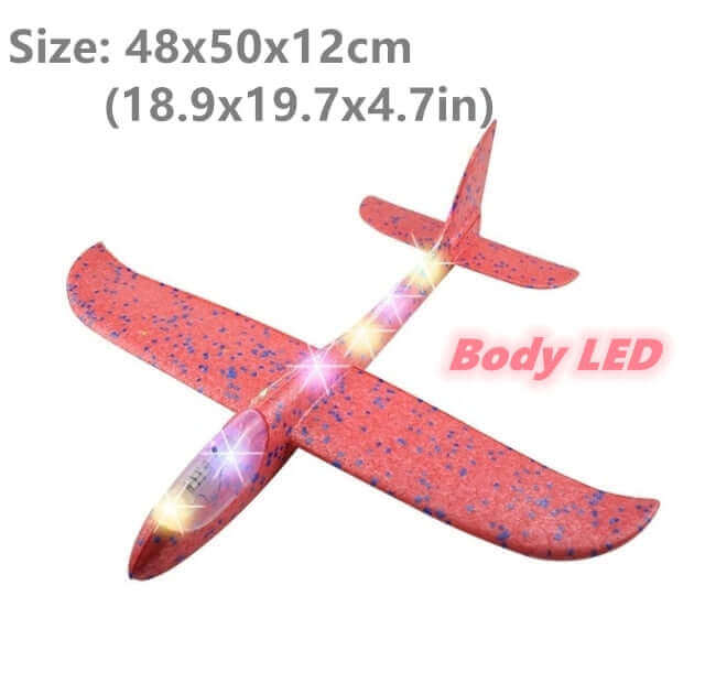 50CM Foam Glider Airplane Toy with LED Lights - Hand Throw Outdoor Fun for Kids - www.Shopthatapp.com