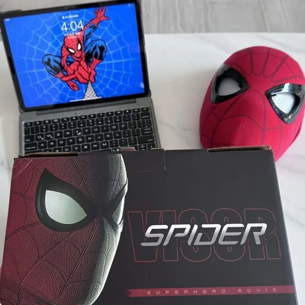 Authentic Spider-Man Electronic Mask with Moving Eyes: 1:1 Cosplay Headgear - Kidstoylover's Remote Control & Elastic Toy for Adults and Kids - Perfect Gift for Superhero Fans - www.Shopthatapp.com