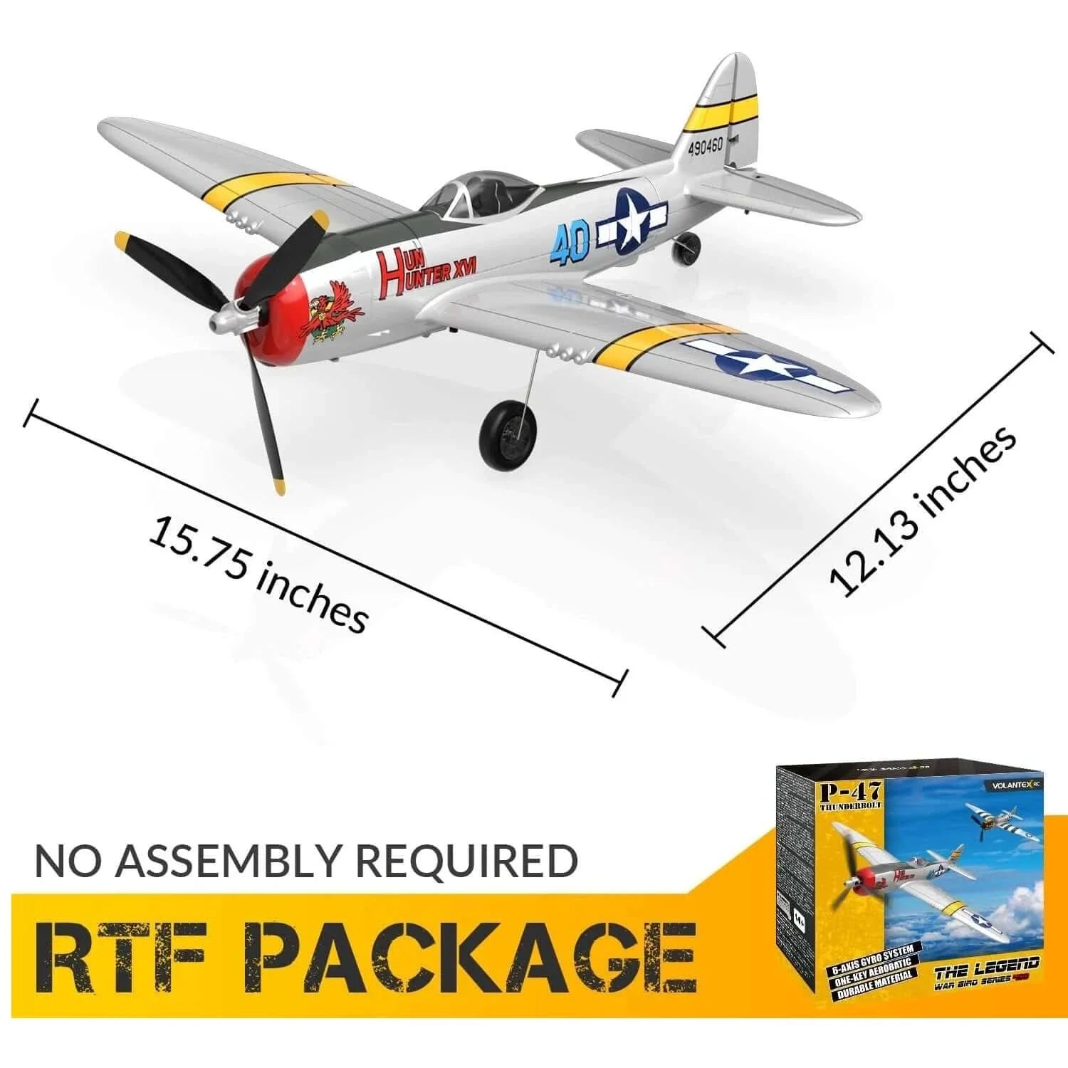 P47 Thunderbolt Warbird RC Fighter, 4Ch RTF with Xpilot, One Key Aerobatics - www.Shopthatapp.com