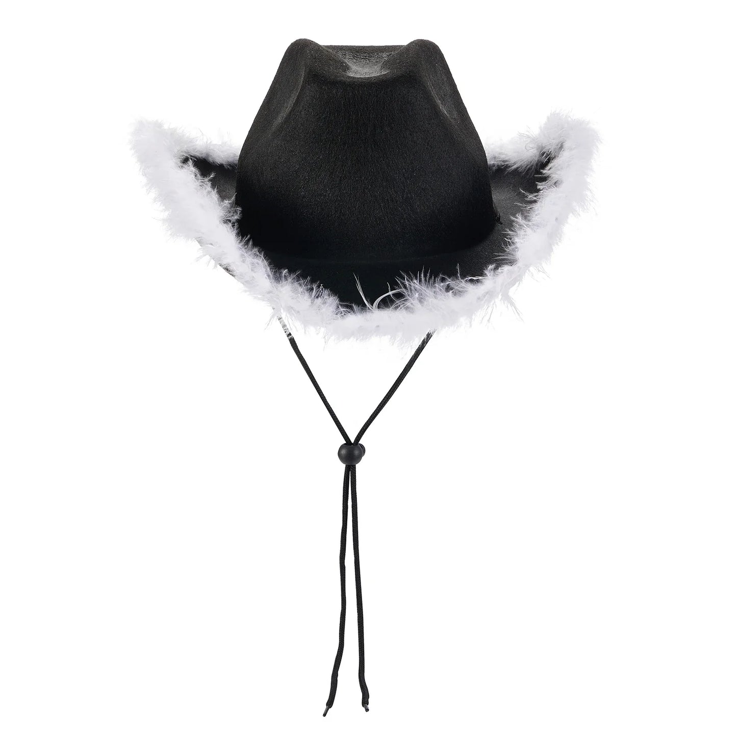 2024 Fashion Women´s Party Hats Cowboy Hat Adult Solid Color Furry Trim Wide Brim Hat Female Cap for Dating Party - www.Shopthatapp.com