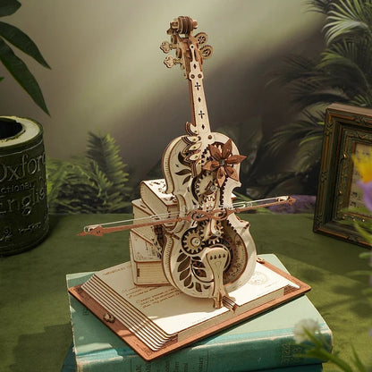Robotime ROKR AMK63 Magic Cello: 3D Wooden Puzzle & Mechanical Music Box - Movable Stem, Creative & Fun Toy for Children and Girls - www.Shopthatapp.com