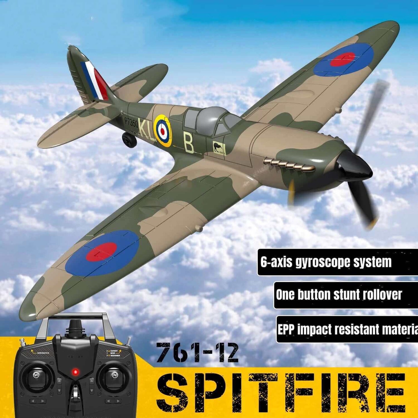 Spitfire RC-Flugzeug: 2,4G 4CH EPP Mini-Warbird-Flugzeug RTF