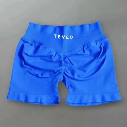 TEYEO Fashion Summer Women's Yoga Shorts Sports Running Breathable Comfortable High Waist Seamless Quick Drying Yoga Shorts