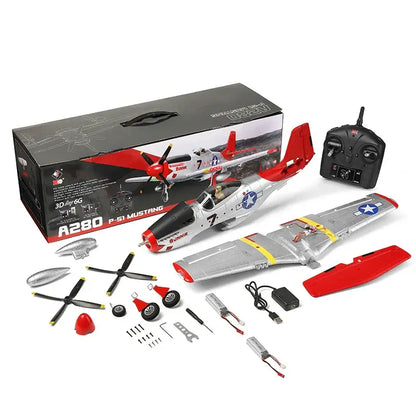 Wltoys XK A280 RC Plane P51D, 3D/6G LED, 2.4GHz, Brushless Motor, 560mm Wing - www.Shopthatapp.com