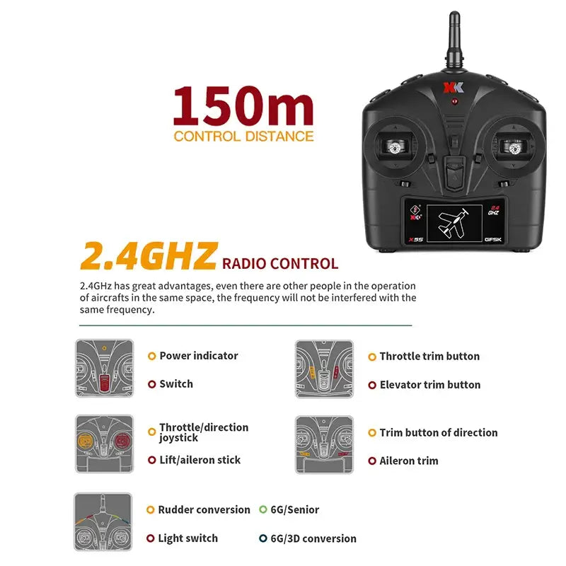 Wltoys XK A280 RC Plane P51D, 3D/6G LED, 2.4GHz, Brushless Motor, 560mm Wing - www.Shopthatapp.com