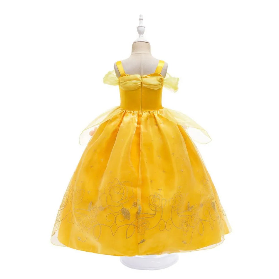 Girl Belle Dress Up Sleeveless Floral Children Party Princess Costume Kids Beauty and The Beast Halloween Carnival Outfit Clothe - www.Shopthatapp.com