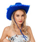 2024 Fashion Women´s Party Hats Cowboy Hat Adult Solid Color Furry Trim Wide Brim Hat Female Cap for Dating Party - www.Shopthatapp.com