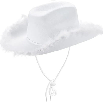 Fashion Pink Cowgirl Hat Feather Brim Cowboy Hat Western Cowboy Hat for Bachelorette Party Carnival Cosplay - www.Shopthatapp.com