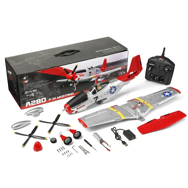 Wltoys XK A280 RC Plane P51D, 3D/6G LED, 2.4GHz, Brushless Motor, 560mm Wing - www.Shopthatapp.com