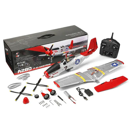 Wltoys XK A280 RC Plane P51D, 3D/6G LED, 2.4GHz, Brushless Motor, 560mm Wing - www.Shopthatapp.com