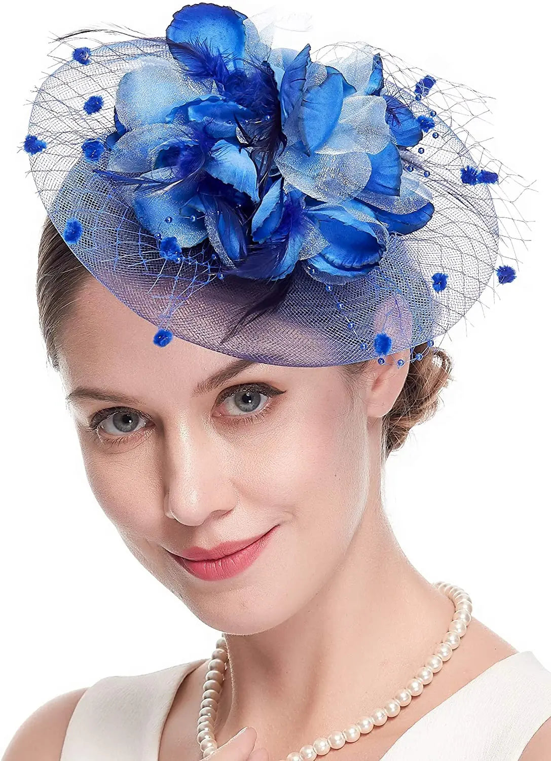 Lady Fancy Mesh Wedding Fascinators Hats for Womens Headwear Veil Flower Cocktail Tea Party Church Derby Hat Chapeu Feminino - www.Shopthatapp.com