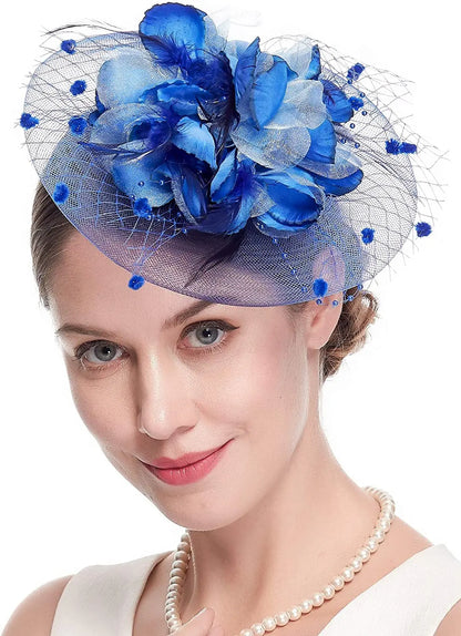 Lady Fancy Mesh Wedding Fascinators Hats for Womens Headwear Veil Flower Cocktail Tea Party Church Derby Hat Chapeu Feminino - www.Shopthatapp.com