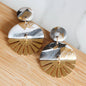 SOL Earrings.  White, Black & Grey Polymer Clay Earrings with brass Sun Rays-Jewellery-www.Shopthatapp.com-Alma Rosa Jewelry