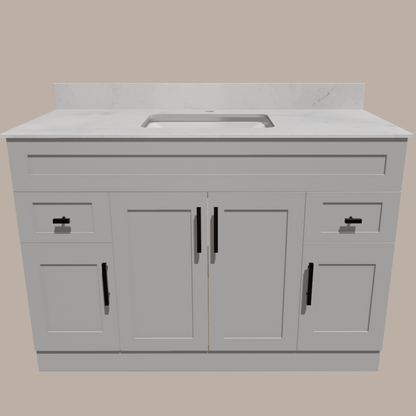 48-Inch Shaker Bathroom Vanity — White or Gray | Plywood Cabinet, Solid-Wood Doors, Soft-Close 3-Way Clip-On Hinges - www.Shopthatapp.com
