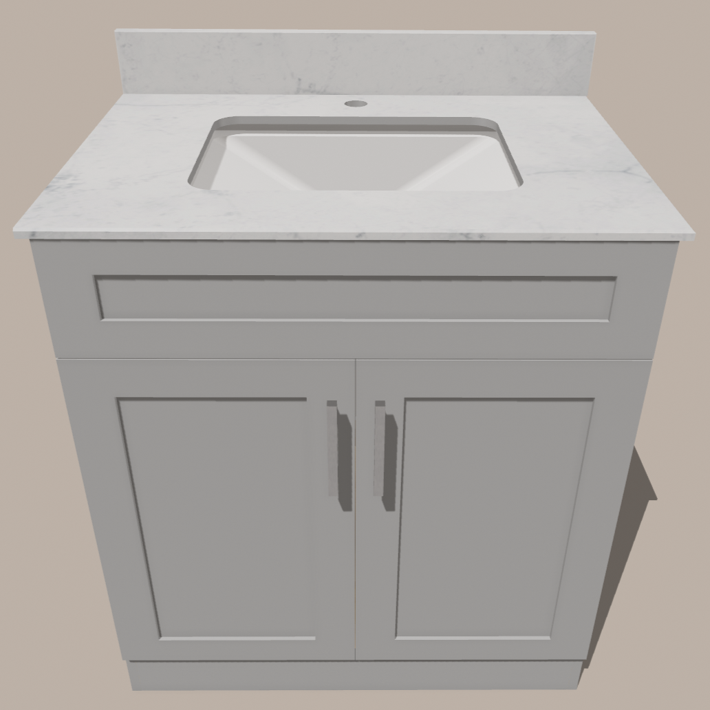 30-Inch Shaker Bathroom Vanity — White or Gray | Plywood Cabinet, Solid-Wood Doors, Soft-Close 3-Way Clip-On Hinges, Natural Wood Interior - www.Shopthatapp.com