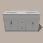 72-Inch Double Sink Shaker Bathroom Vanity — White or Gray | Plywood Cabinet, Solid-Wood Doors, Soft-Close 3-Way Clip-On Hinges | Center 2 Drawers - www.Shopthatapp.com