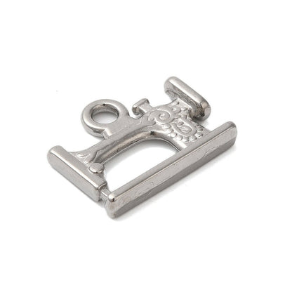Silver sewing machine charm