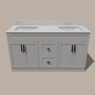 72-Inch Double Sink Shaker Bathroom Vanity — White or Gray | Plywood Cabinet, Solid-Wood Doors, Soft-Close 3-Way Clip-On Hinges | Center 2 Drawers - www.Shopthatapp.com