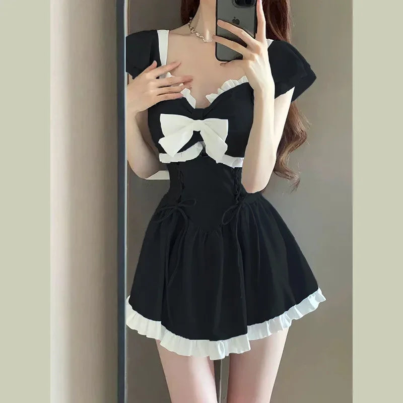 Women's Swimsuit 2025 One-piece Summer New Conservative Belly-covering Sweet Boxer-angle High-end Swimsuit - www.Shopthatapp.com