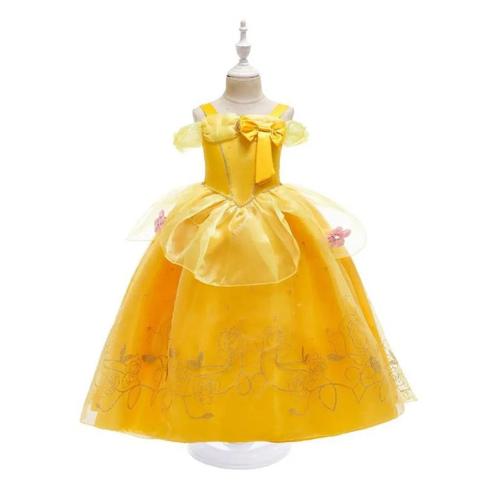 Girl Belle Dress Up Sleeveless Floral Children Party Princess Costume Kids Beauty and The Beast Halloween Carnival Outfit Clothe - www.Shopthatapp.com