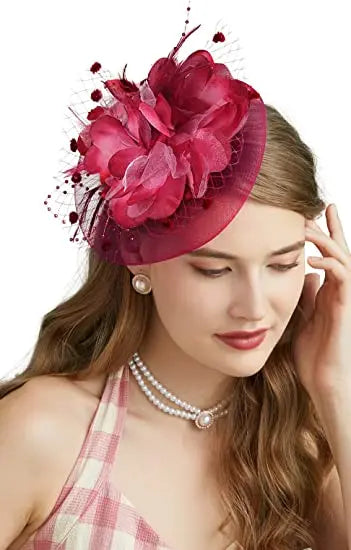 Lady Fancy Mesh Wedding Fascinators Hats for Womens Headwear Veil Flower Cocktail Tea Party Church Derby Hat Chapeu Feminino - www.Shopthatapp.com
