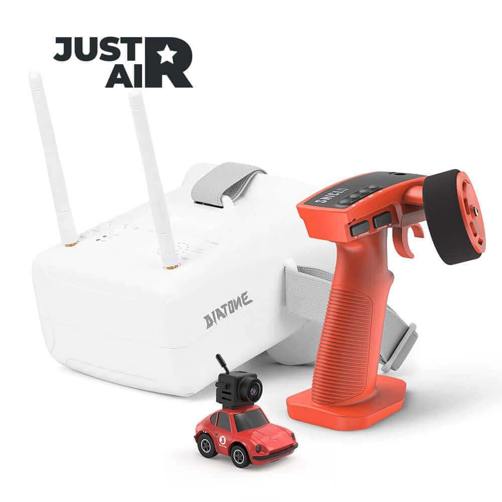 JUSTAIR Q25 FPV RC Car with Goggles - Micro Remote Control Car for Desk Racing and Fun