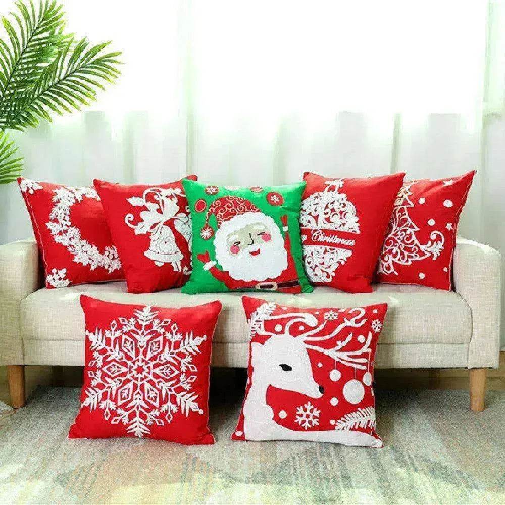 Santa Claus Tree Snowman Sofa Cushion Cover Pillow Case - www.Shopthatapp.com