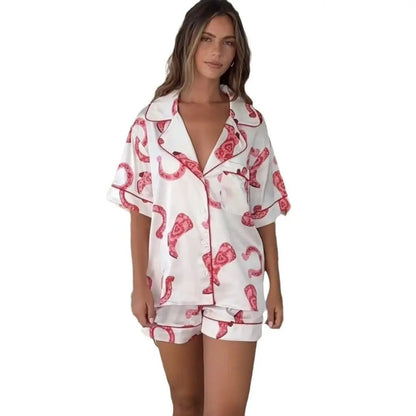 Satin Printed Two-piece Suit Pajamas For Women - www.Shopthatapp.com #