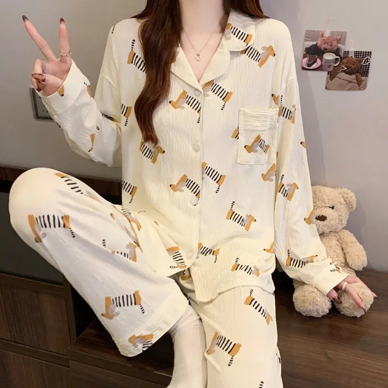 Sausage Dog Japanese Cartoon Pajamas For Women - www.Shopthatapp.com