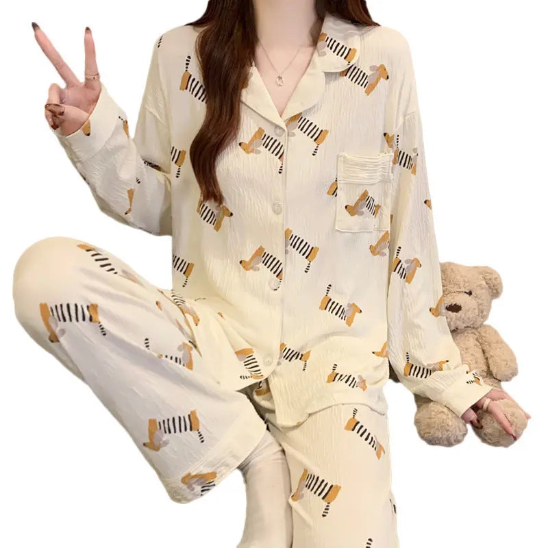 Sausage Dog Japanese Cartoon Pajamas For Women - www.Shopthatapp.com #
