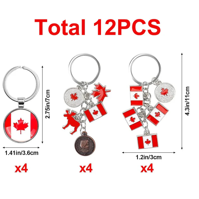 1/3/12PCS Canadian National Flag Keychains, Canada Souvenirs, Decorative Hanging Key Chain Flag Key Ring For Friends Family - www.Shopthatapp.com