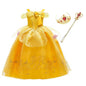 Girl Belle Dress Up Sleeveless Floral Children Party Princess Costume Kids Beauty and The Beast Halloween Carnival Outfit Clothe - www.Shopthatapp.com