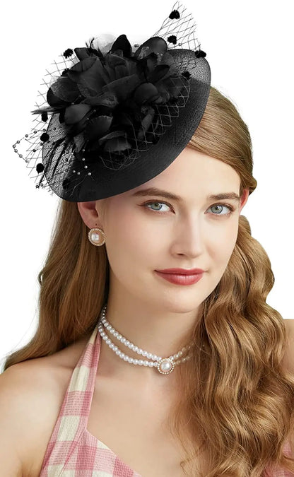 Lady Fancy Mesh Wedding Fascinators Hats for Womens Headwear Veil Flower Cocktail Tea Party Church Derby Hat Chapeu Feminino - www.Shopthatapp.com