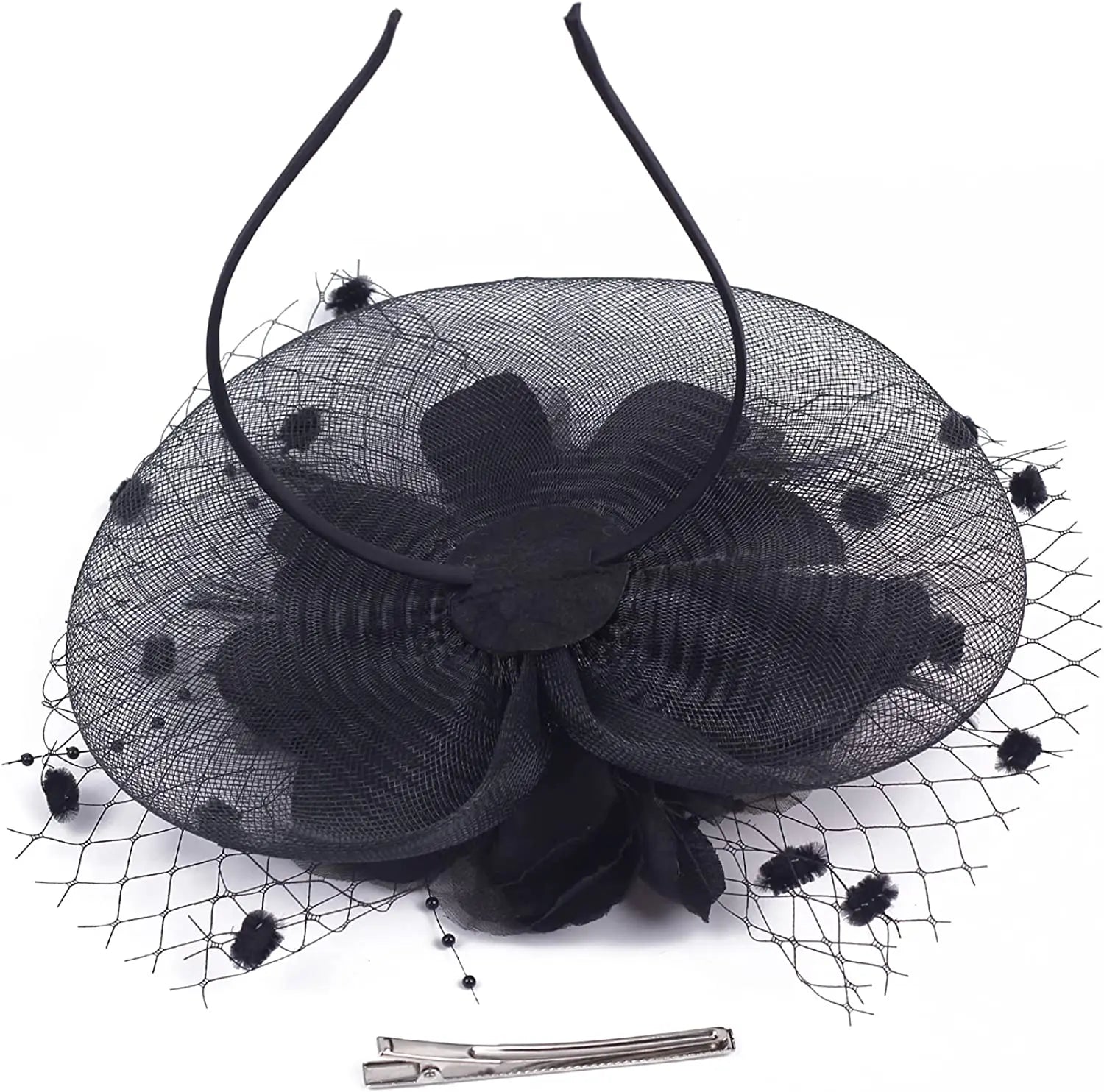Lady Fancy Mesh Wedding Fascinators Hats for Womens Headwear Veil Flower Cocktail Tea Party Church Derby Hat Chapeu Feminino - www.Shopthatapp.com