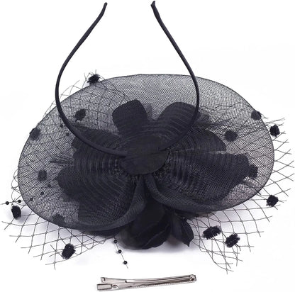 Lady Fancy Mesh Wedding Fascinators Hats for Womens Headwear Veil Flower Cocktail Tea Party Church Derby Hat Chapeu Feminino - www.Shopthatapp.com