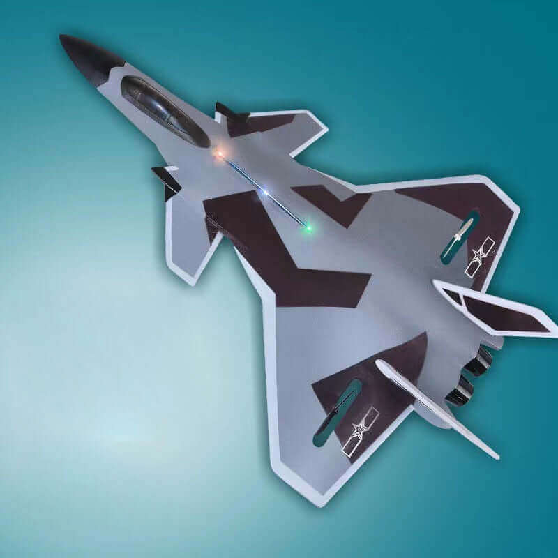 2.4GHz J20 RC Fighter Jet with Cool Lights - Remote Control Fixed-Wing Aircraft Made of Durable Foam - Model Glider Toy with Auto-Balance Feature and 300 Meter Range - www.Shopthatapp.com
